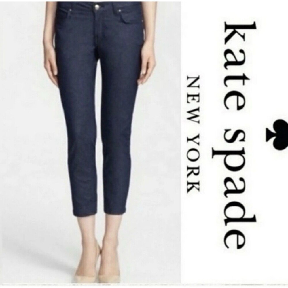Kate Spade Broome Street Cropped Capri Jeans 31 (32x24.5) Dark Blue Denim Womens